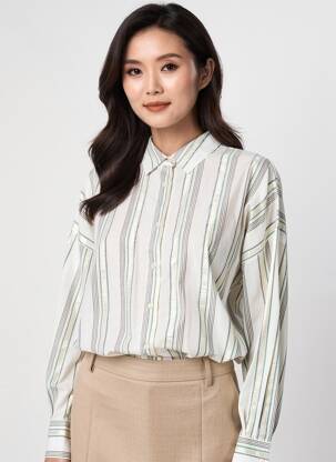 Chemisier tissage crêpe manches longues blanc JULIE GUERLANDE femme