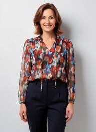 Blouse légère et transparente manches longues orange JULIE GUERLANDE femme