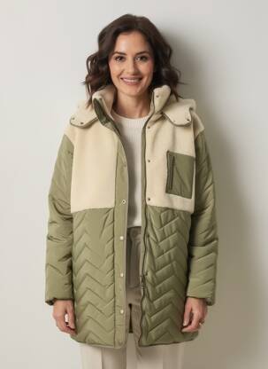 Doudoune poches a capuche vert C'EST BEAU LA VIE femme