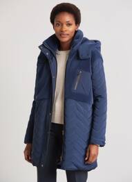 Doudoune poches a capuche bleu C'EST BEAU LA VIE femme