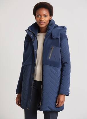 Doudoune poches a capuche bleu C'EST BEAU LA VIE femme