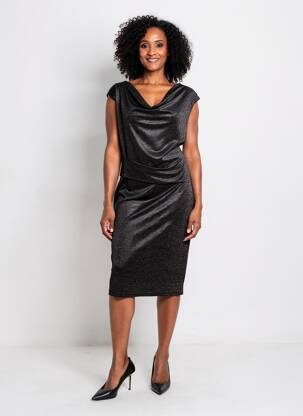 Robe mi-longue manches courtes manches courtes noir MOLLY BRACKEN femme