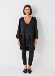 Tunique manches longues col v noir NÜ femme