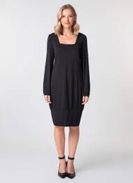 Robe mi-longue manches longues manches longues noir GUESS BY MARCIANO femme