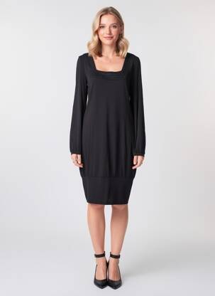 Robe mi-longue manches longues manches longues noir GUESS BY MARCIANO femme