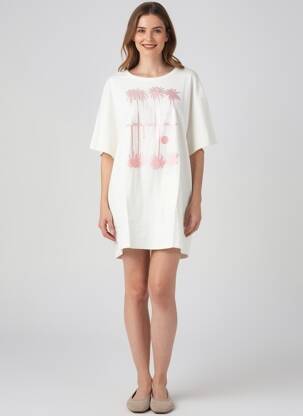 Robe courte manches courtes manches courtes blanc LILI SIDONIO femme
