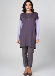 Pull tunique col rond manches longues violet WHITE STUFF femme