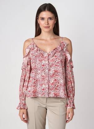 Top col v manches longues rouge FREEMAN T.PORTER femme