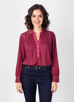 Top col v manches longues violet WHITE STUFF femme