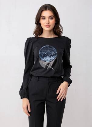 T-shirt manches longues manches longues noir NÜ femme