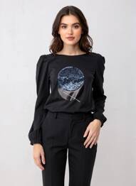 T-shirt manches longues manches longues noir NÜ femme