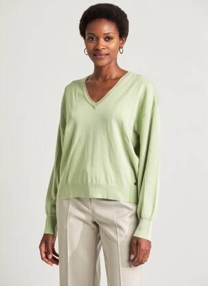 Pull coupe droite manches longues vert GARCIA femme