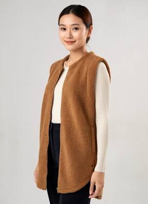 Gilet manches courtes coupe droite marron GARCIA femme