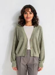 Gilet manches longues fermeture boutonnée sur le devant vert GARCIA femme
