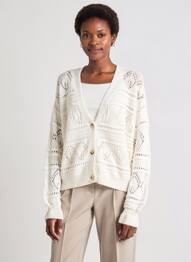 Gilet manches longues fermeture boutonnée sur le devant blanc GARCIA femme
