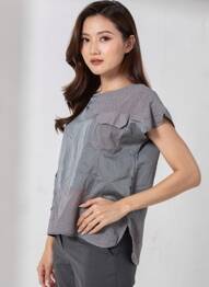 Top manches courtes manches courtes gris NÜ femme