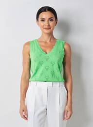 Top coupe cintrée sans manche vert GARCIA femme
