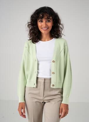 Gilet manches longues coupe cintrée vert GARCIA femme