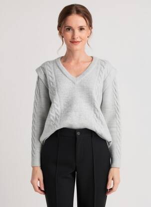 Pull coupe droite manches longues gris GARCIA femme