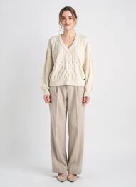 Pull col v manches longues beige GARCIA femme