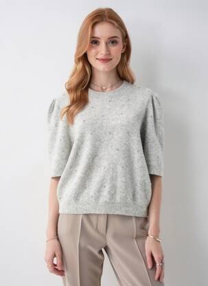 Pull coupe droite manches courtes gris FREEMAN T.PORTER femme