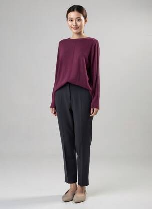 Pull finition bords-côtes manches longues violet WHITE STUFF femme