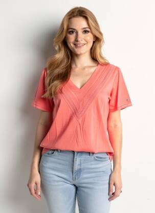 T-shirt coupe droite manches courtes rose GARCIA femme