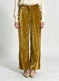 Pantalon large fermeture zippée sous rabat boutonné taille normale jaune MÊME ROAD femme
