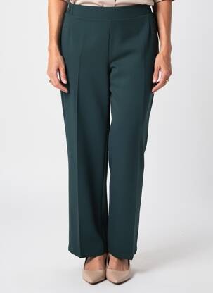 Pantalon droit tissage crêpe taille normale vert GEVANA femme