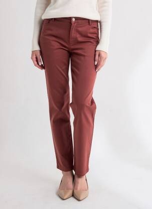 Pantalon slim tissage popeline taille normale orange KANOPE femme