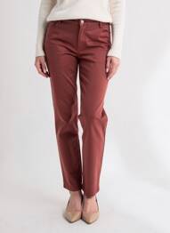 Pantalon slim tissage popeline taille normale orange KANOPE femme