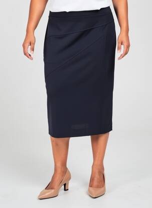 Jupe mi-longue taille à pinces bleu GRIFFON femme