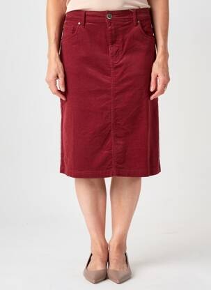 Jupe mi-longue coupe droite rouge GEVANA femme