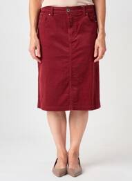 Jupe mi-longue stretch rouge GEVANA femme