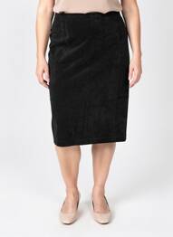 Jupe mi-longue taille à pinces noir QUATRE VINGT JOURS femme