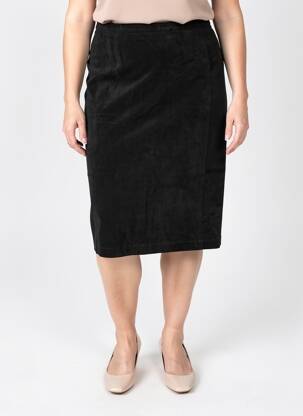 Jupe mi-longue taille à pinces noir QUATRE VINGT JOURS femme