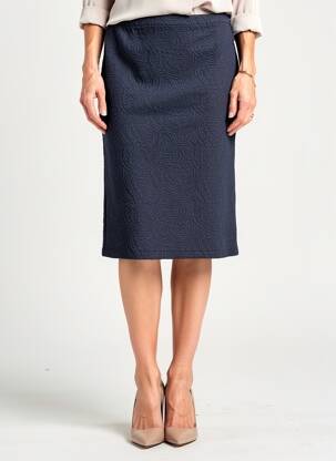 Jupe mi-longue stretch bleu ELEANE femme