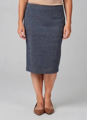 Jupe mi-longue taille à pinces bleu GEVANA femme