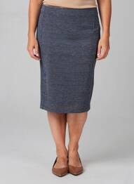 Jupe mi-longue stretch bleu GEVANA femme