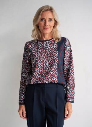 Pull coupe cintrée manches longues bleu ELEANE femme