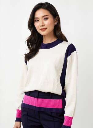 Pull stretch manches longues beige SCORZZO femme