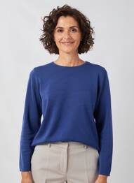 Pull coupe cintrée manches longues bleu ELEANE femme
