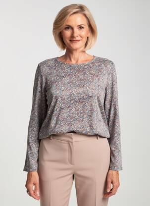 Top coupe cintrée manches longues gris GRIFFON femme