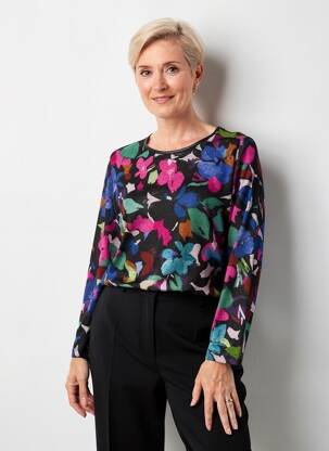 Pull coupe cintrée manches longues noir GRIFFON femme