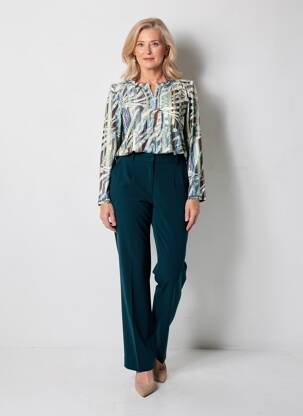 Pull coupe cintrée manches longues vert GEVANA femme