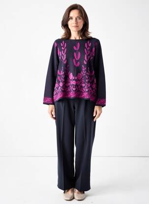 Pull coupe cintrée manches longues violet ELEANE femme