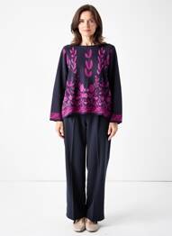 Pull coupe cintrée manches longues violet ELEANE femme