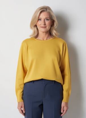 Pull coupe cintrée manches longues jaune QUATRE VINGT JOURS femme