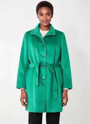 Manteau long coupe cintrée sans capuche vert REVER MILE femme