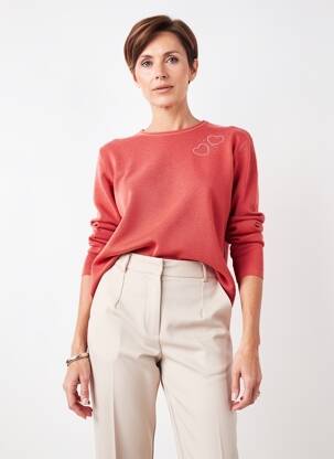 Pull coupe cintrée manches longues orange I.ODENA femme